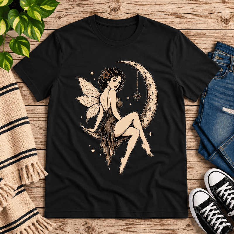 Red Rose Moon Premium T-Shirt in vintage black, flat lay