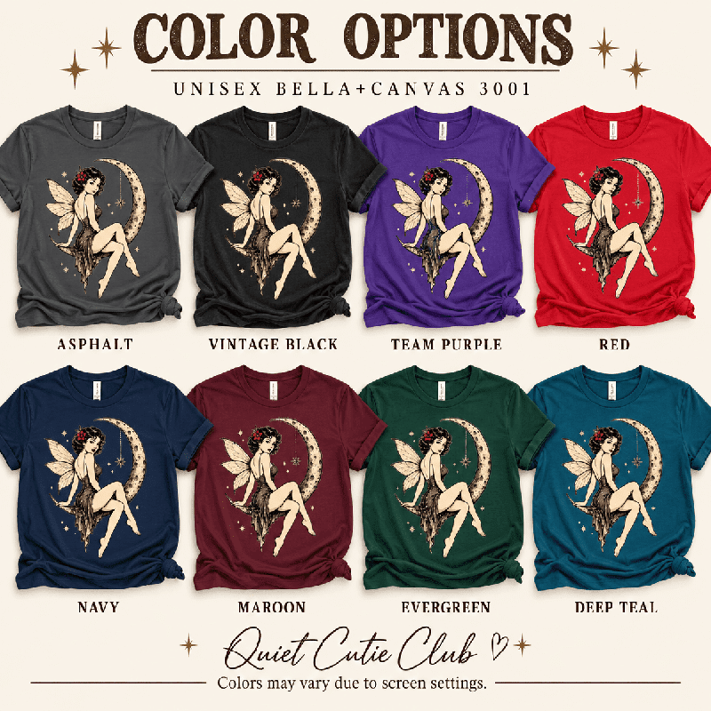 Red Rose Moon Premium T-Shirt color chart: Asphalt, Vintage Black, Team Purple, Red, Navy, Maroon, Evergreen, Deep Teal