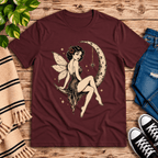 Red Rose Moon Premium T-Shirt in maroon, flat lay