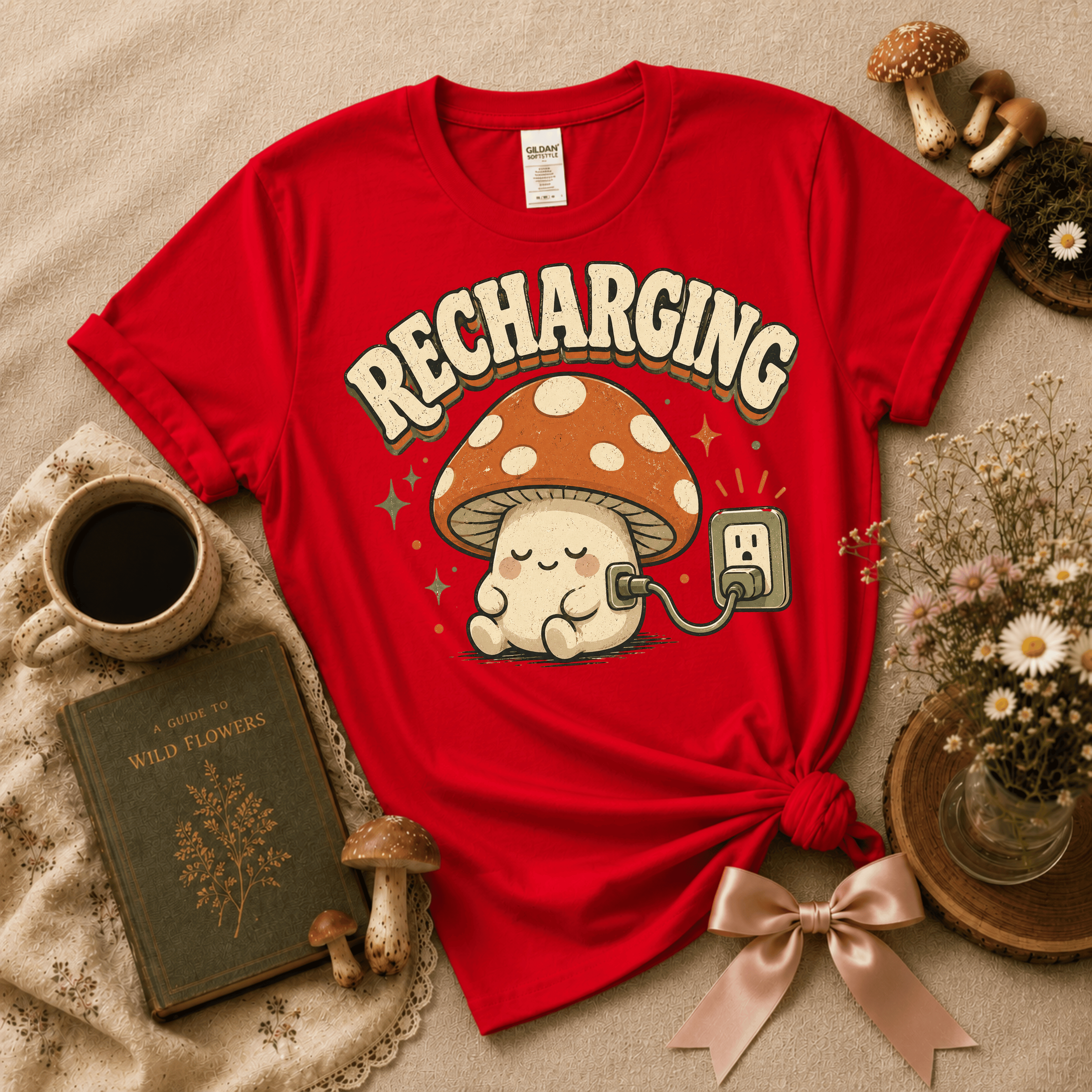 Recharging Mushroom | Cottagecore Graphic T-Shirt