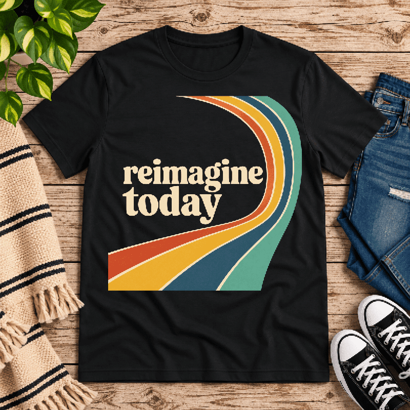 Reimagine Today Premium T-Shirt in vintage black, flat lay