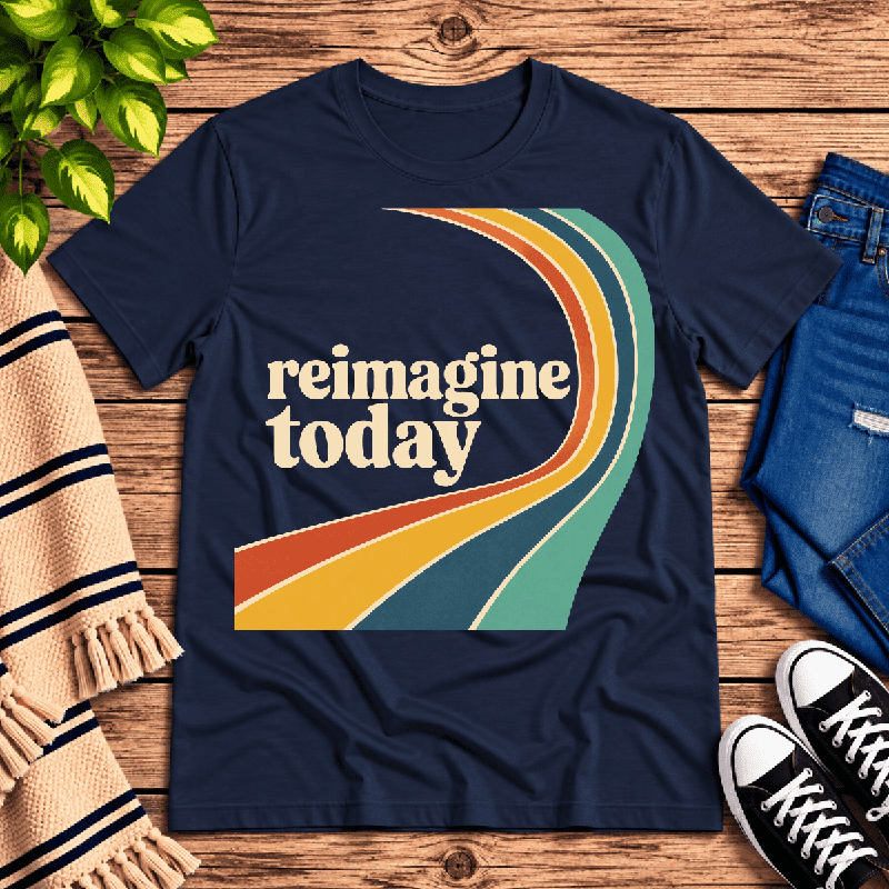 Reimagine Today Premium T-Shirt in navy, flat lay