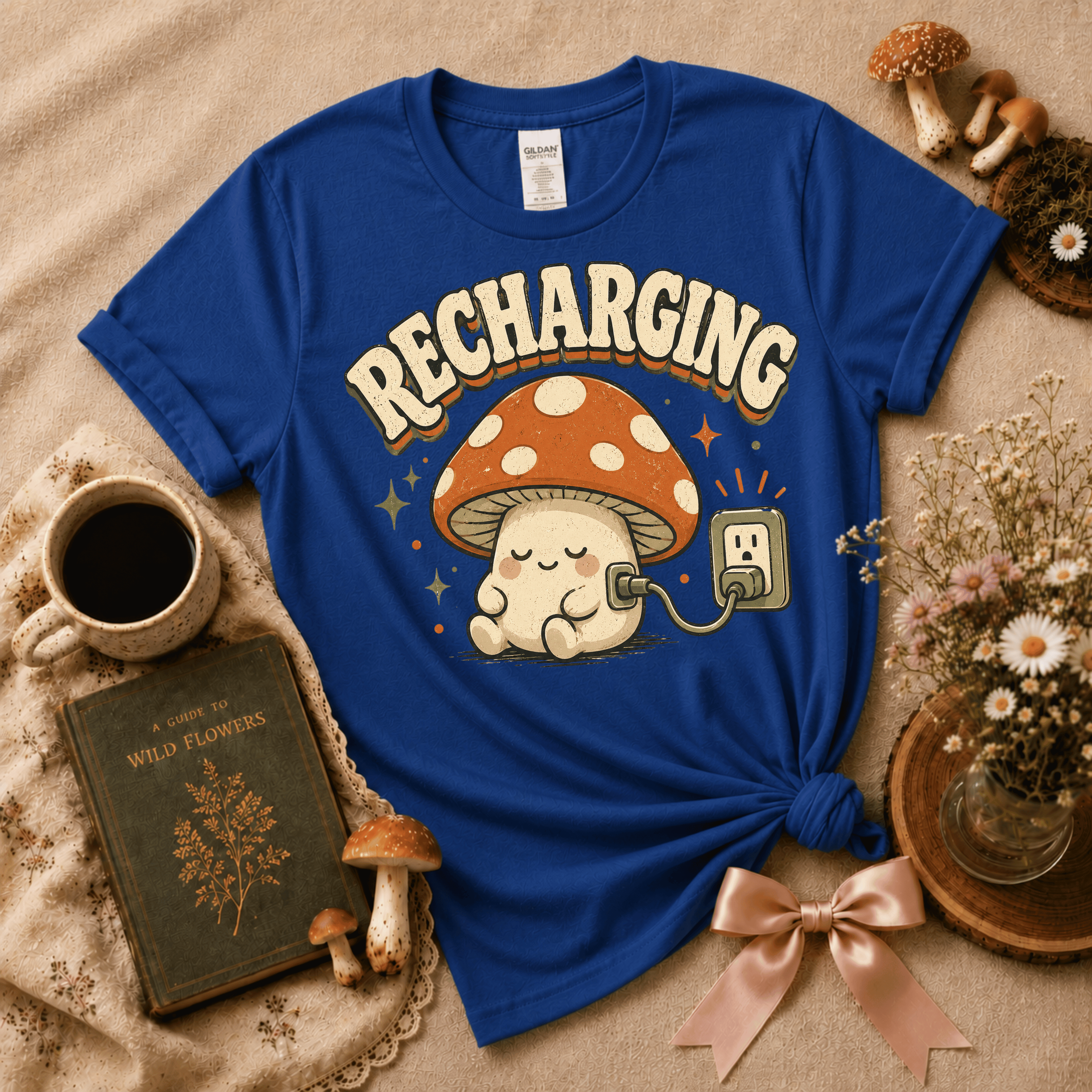 Recharging Mushroom | Cottagecore Graphic T-Shirt