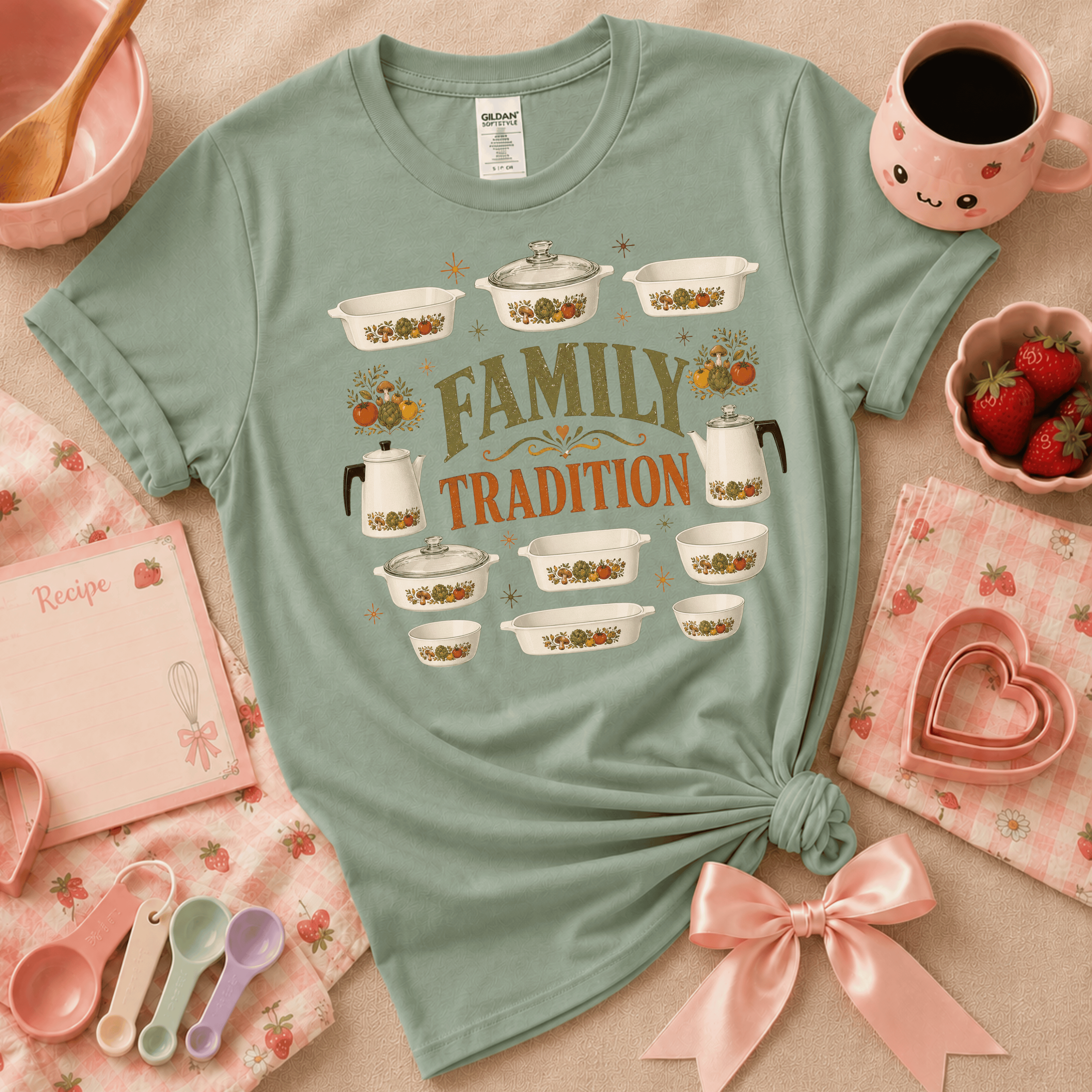 Family Tradition White | Cute Food Graphic T-Shirt