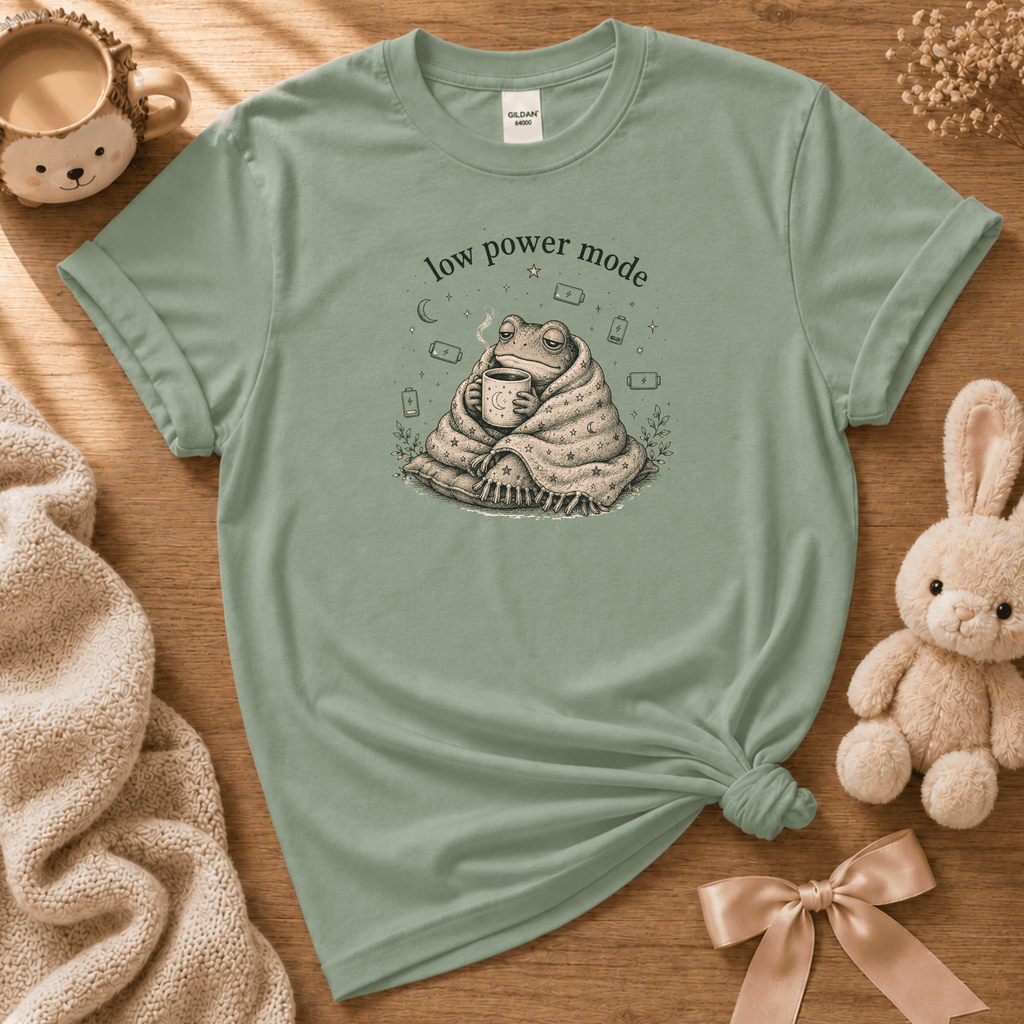 Low Power Frog | Cute Animal Graphic T-Shirt