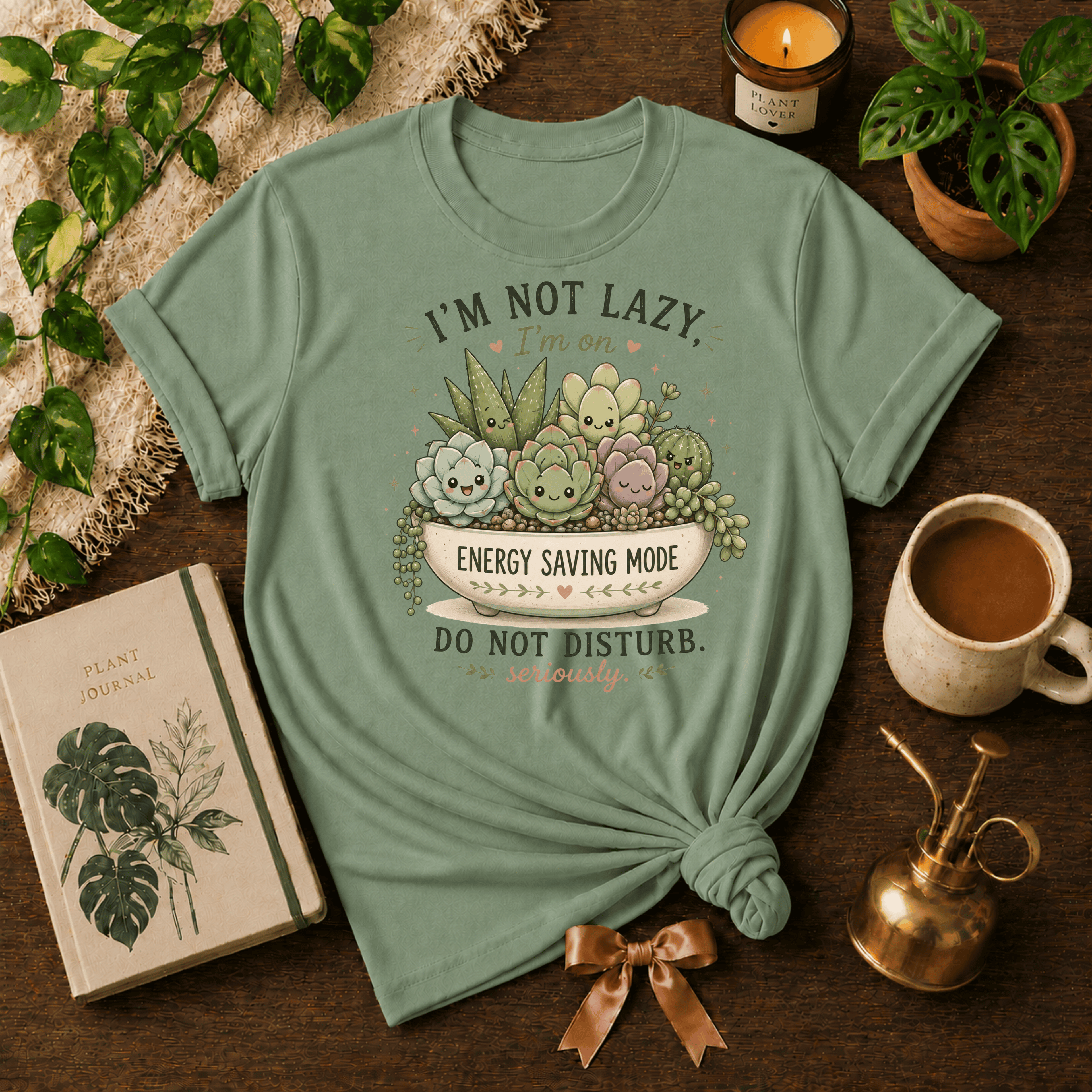 Energy Saving Mode | Plant Lover Graphic T-Shirt