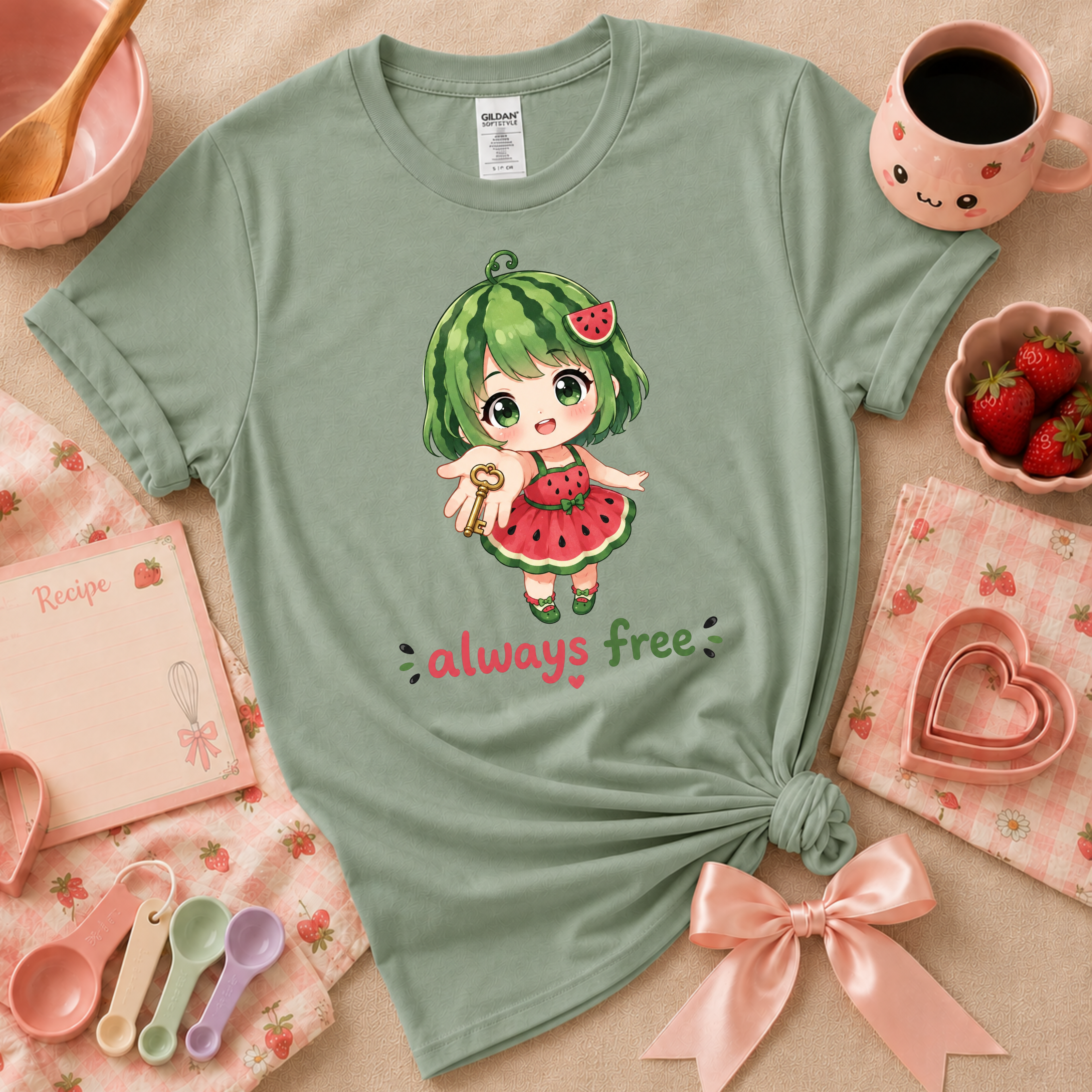 Always Free Watermelon Girl | Cute Food Graphic T-Shirt