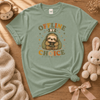 Offline By Choice cute animal graphic t-shirt cozy flat lay in sage.