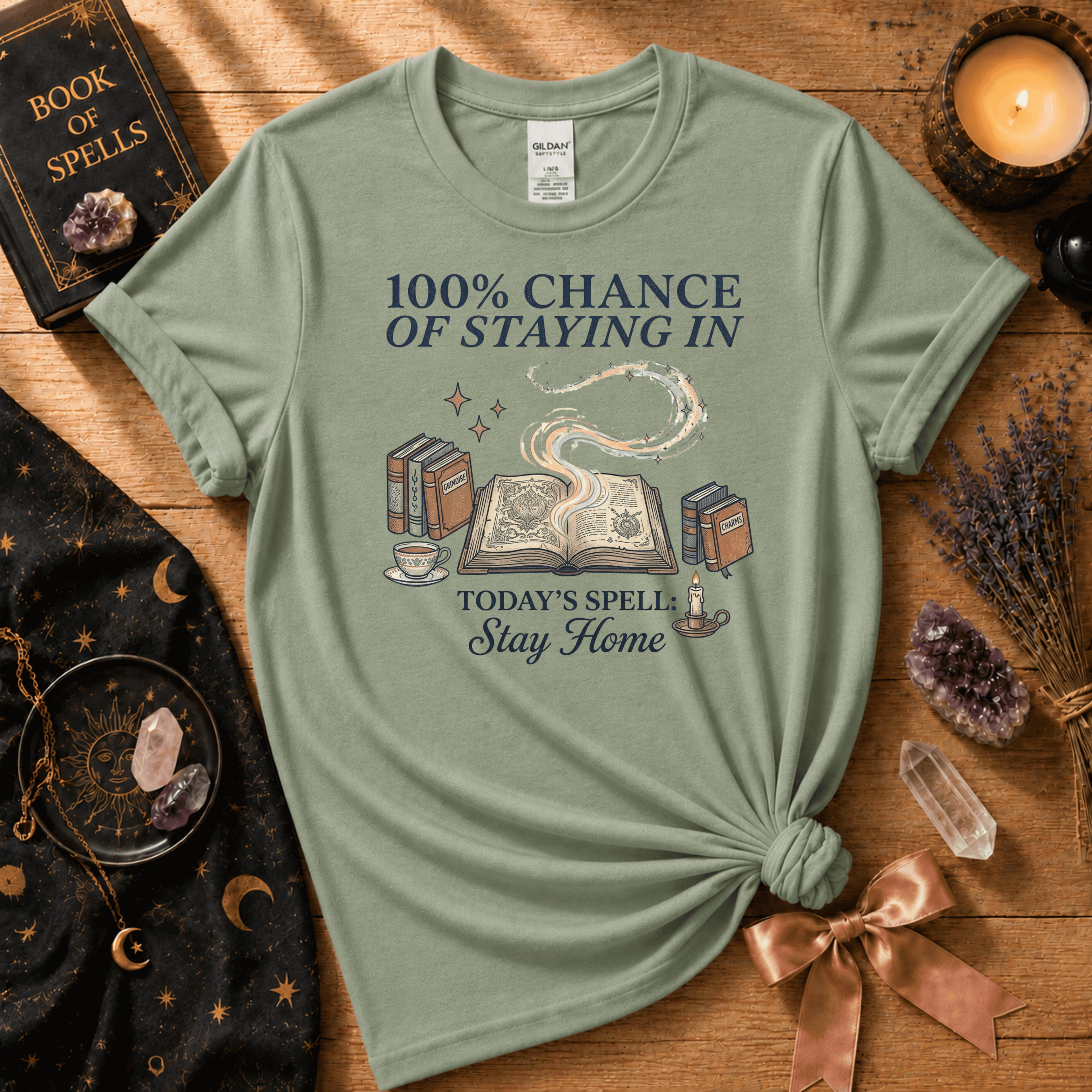 100% Chance Of Staying Home | Celestial Graphic T-Shirt