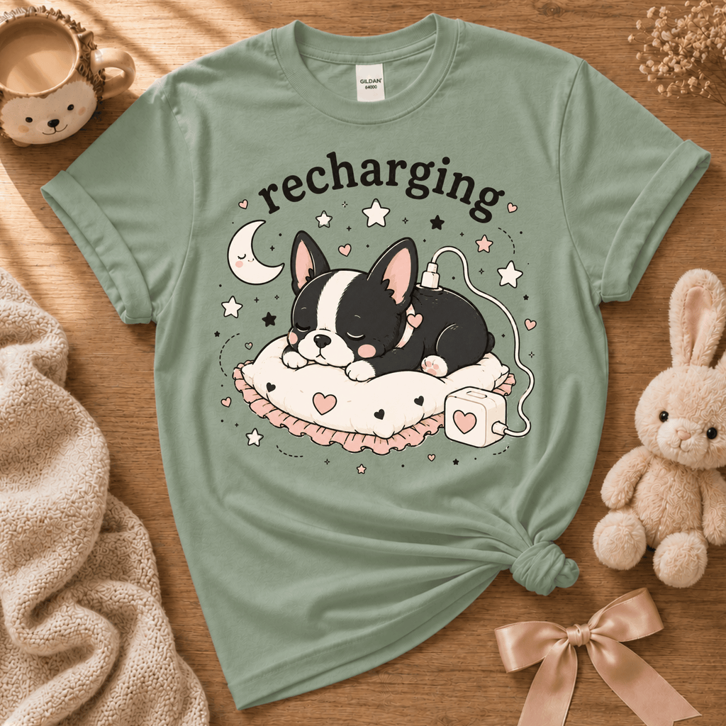 Chibi Boston Charging | Cute Animal Graphic T-Shirt