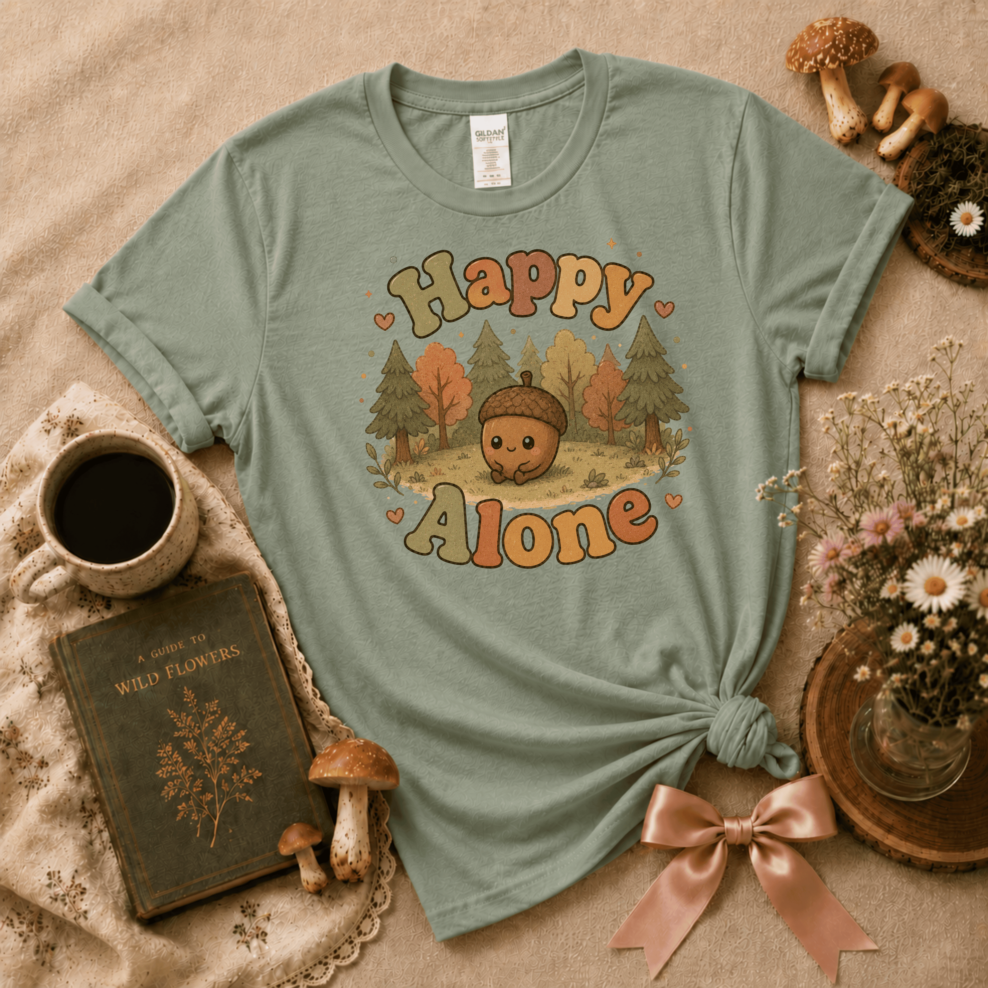 Happy Alone | Cottagecore Graphic T-Shirt