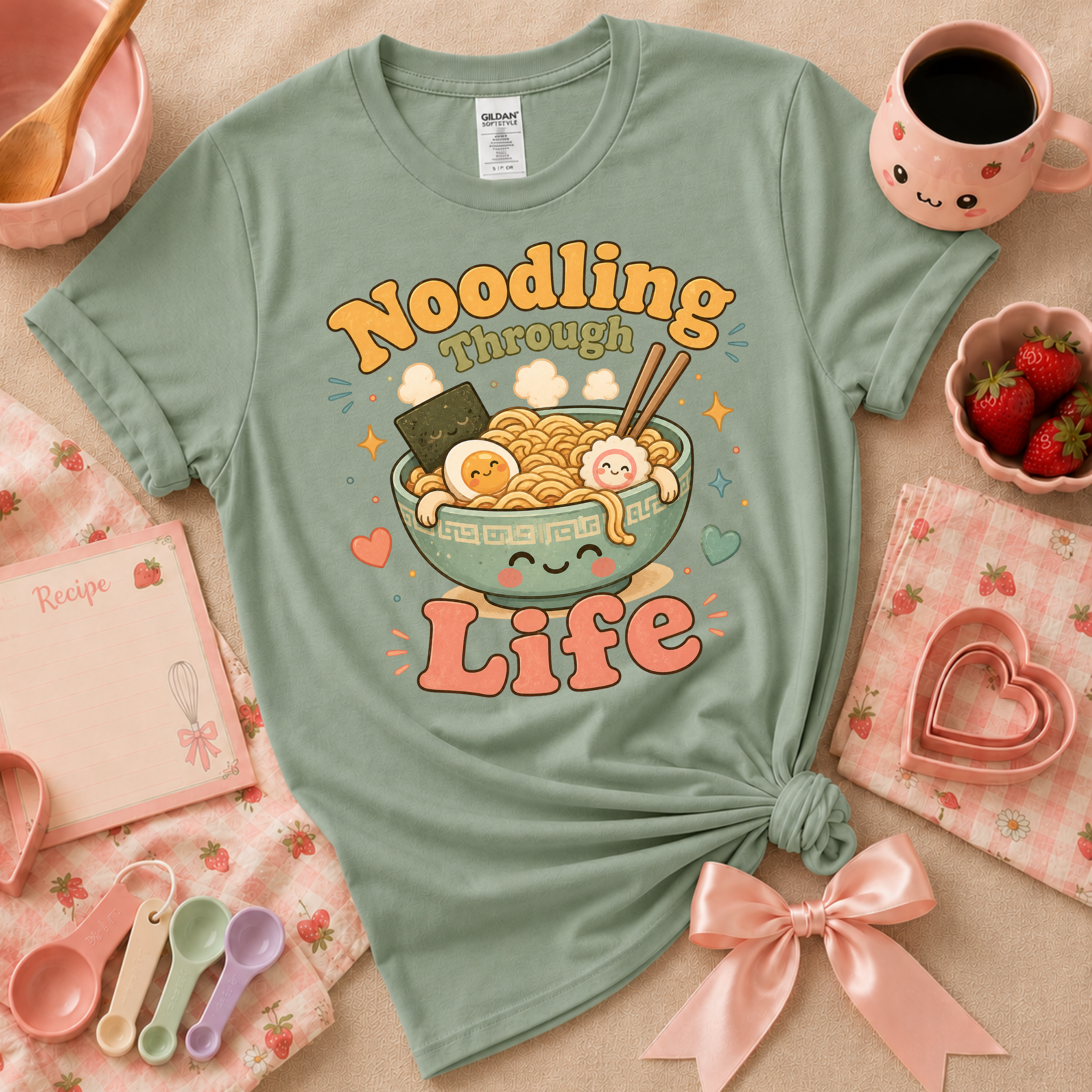Noodling Through Life | Cute Food Graphic T-Shirt