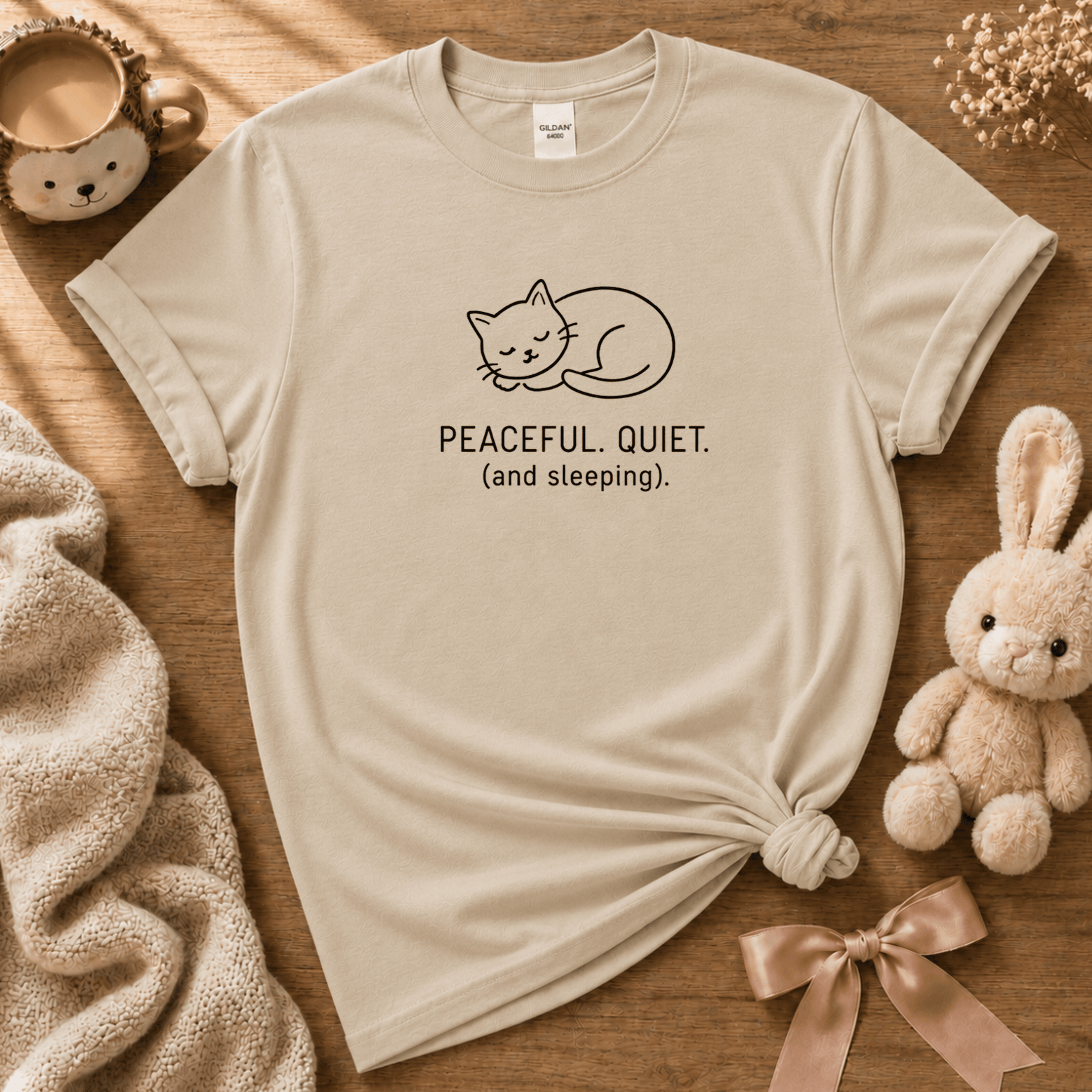 Peaceful, Quiet | Cute Animal Graphic T-Shirt