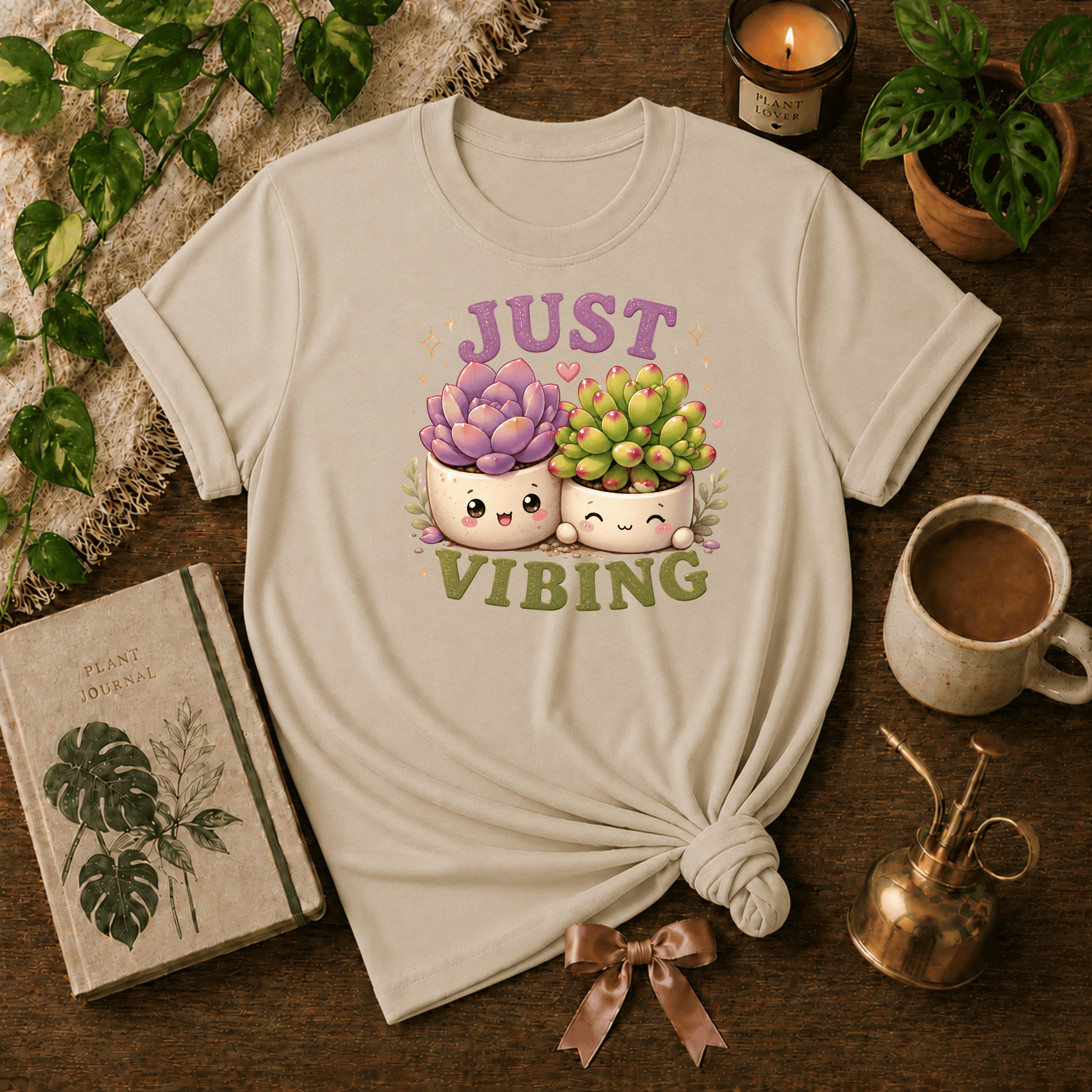 Just Vibing | Plant Lover Graphic T-Shirt