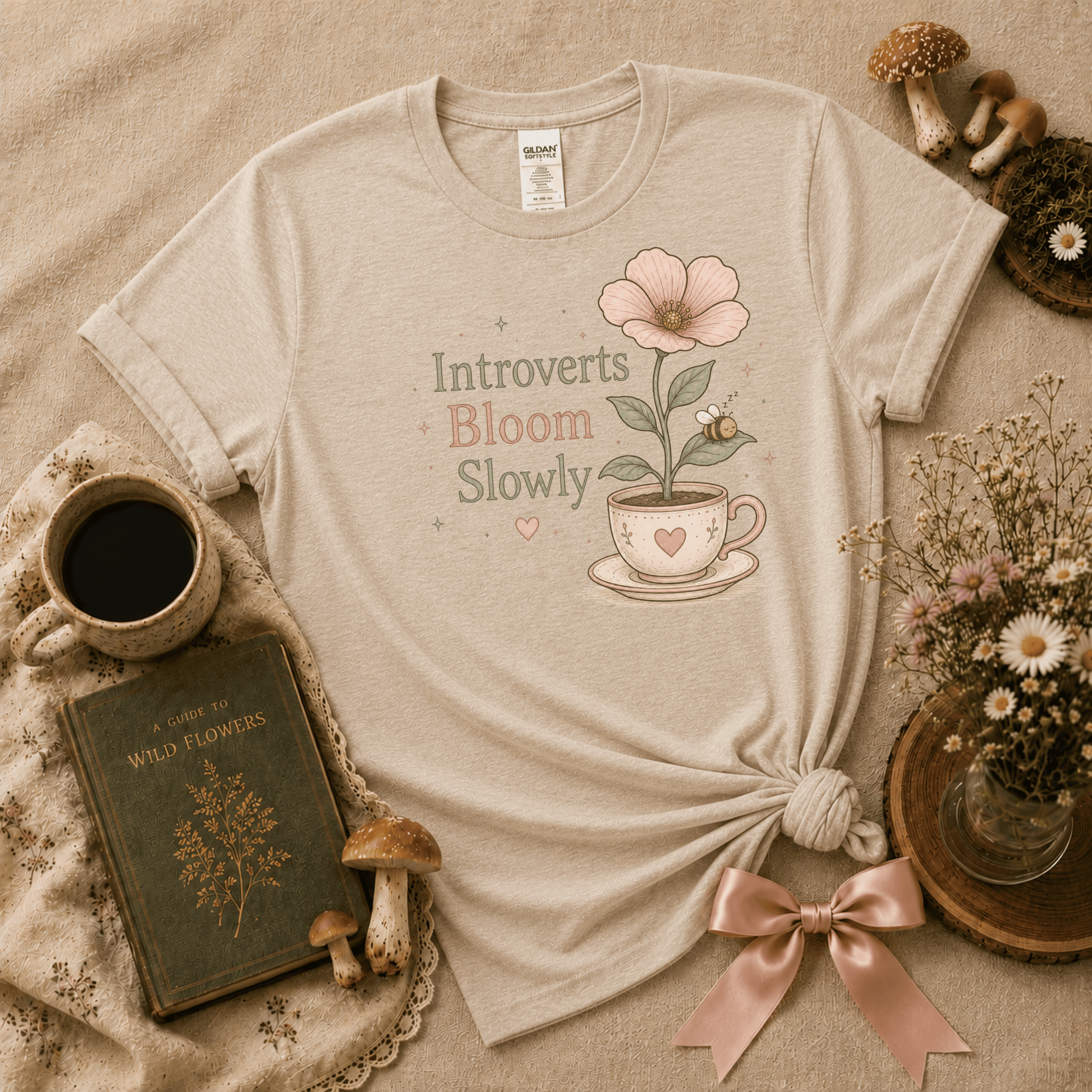 Introverts Bloom Slowly | Cottagecore Graphic T-Shirt