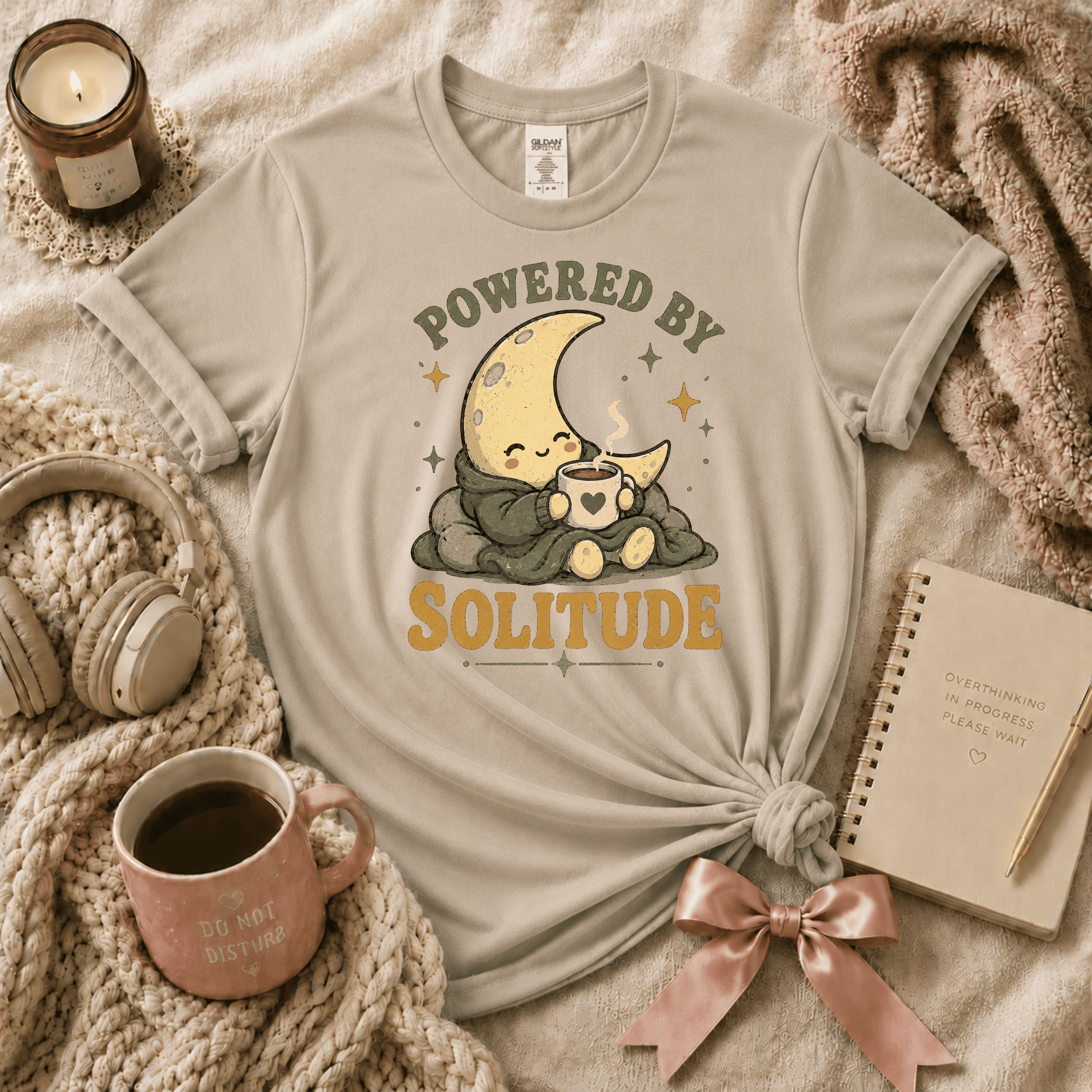 Powered By Solitude | Funny Introvert Graphic T-Shirt