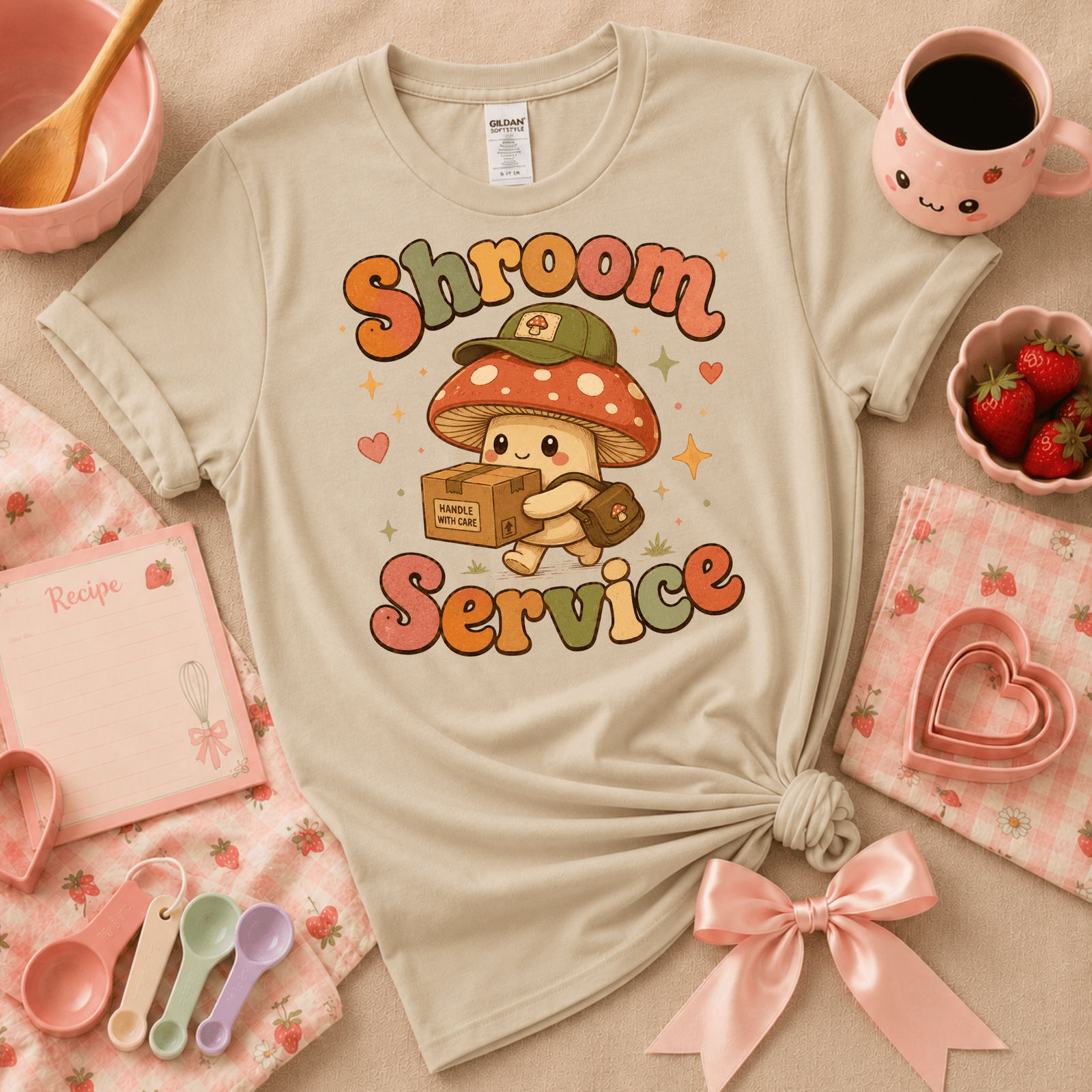 Shroom Service | Cute Food Graphic T-Shirt
