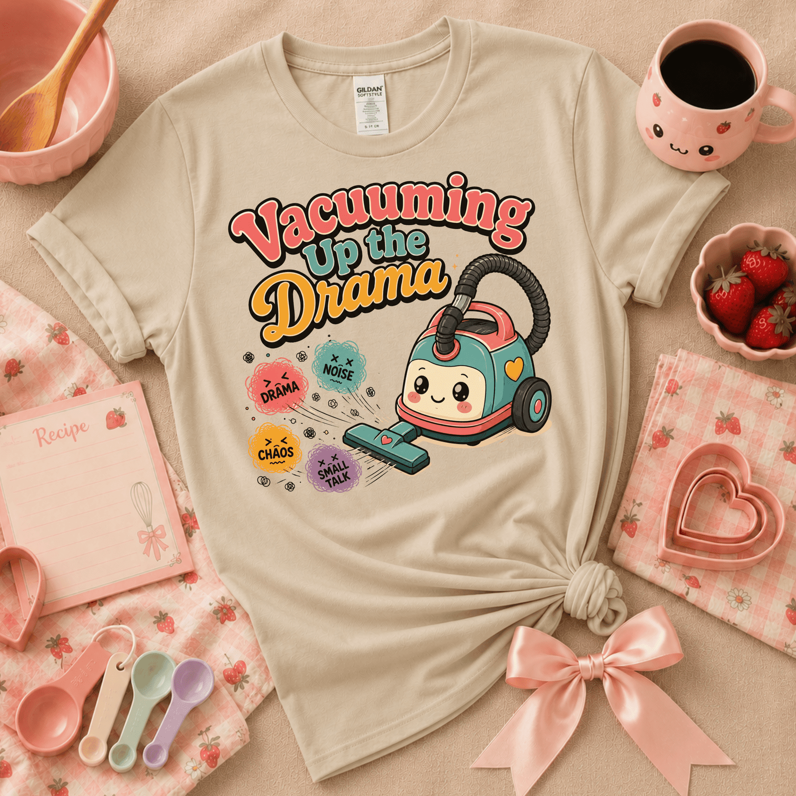 Vacuuming The Drama | Funny Introvert Graphic T-Shirt