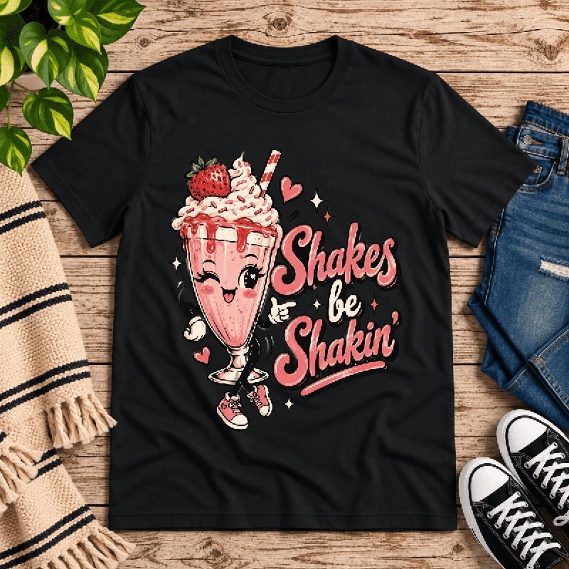 Shakes Be Shakin' Premium T-Shirt in vintage black, flat lay