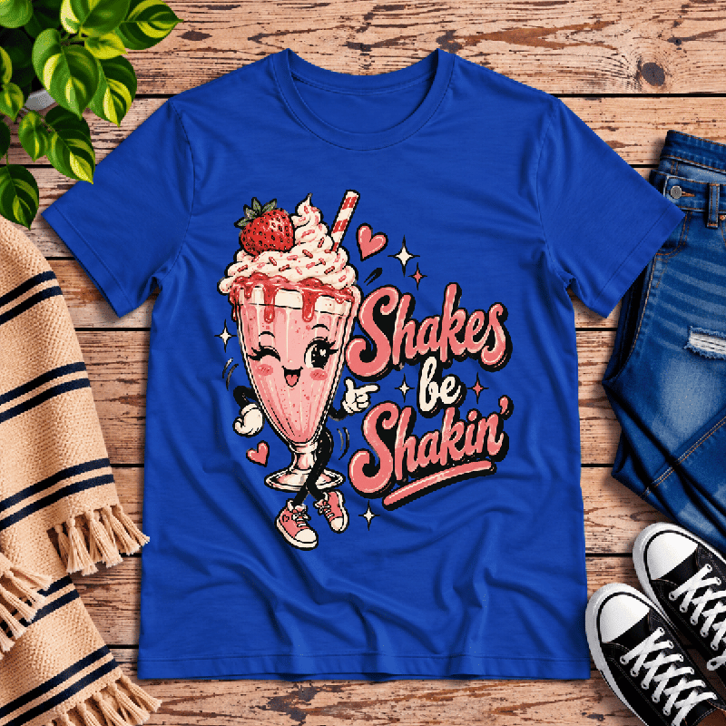 Shakes Be Shakin' Premium T-Shirt in true royal blue, flat lay