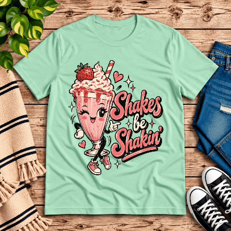 Shakes Be Shakin' Premium T-Shirt in mint, flat lay
