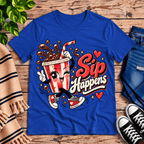 Sip Happens Premium T-Shirt in true royal blue, flat lay