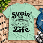 Sippin' on Life Premium T-Shirt in mint, flat lay