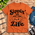 Sippin' on Life Premium T-Shirt in burnt orange, flat lay