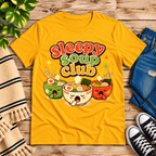 Sleepy Soup Club Premium T-Shirt in gold, flat lay