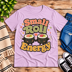 Small Roll Energy Premium T-Shirt in lilac, flat lay