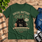 Social Battery Dead Premium T-Shirt in evergreen, flat lay