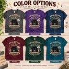 Social Battery Dead Premium T-Shirt color chart: Asphalt, Team Purple, Navy, Maroon, Evergreen, Deep Teal