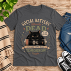Social Battery Dead Premium T-Shirt in asphalt gray, flat lay