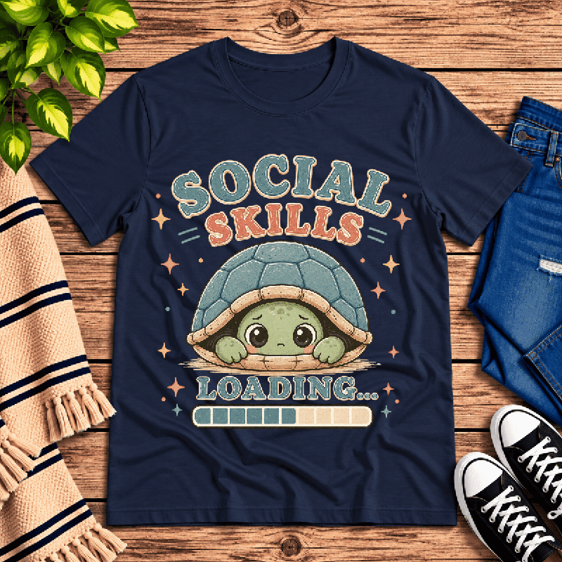 Social Skills Premium T-Shirt in navy, flat lay