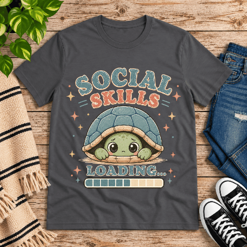Social Skills Premium T-Shirt in asphalt gray, flat lay