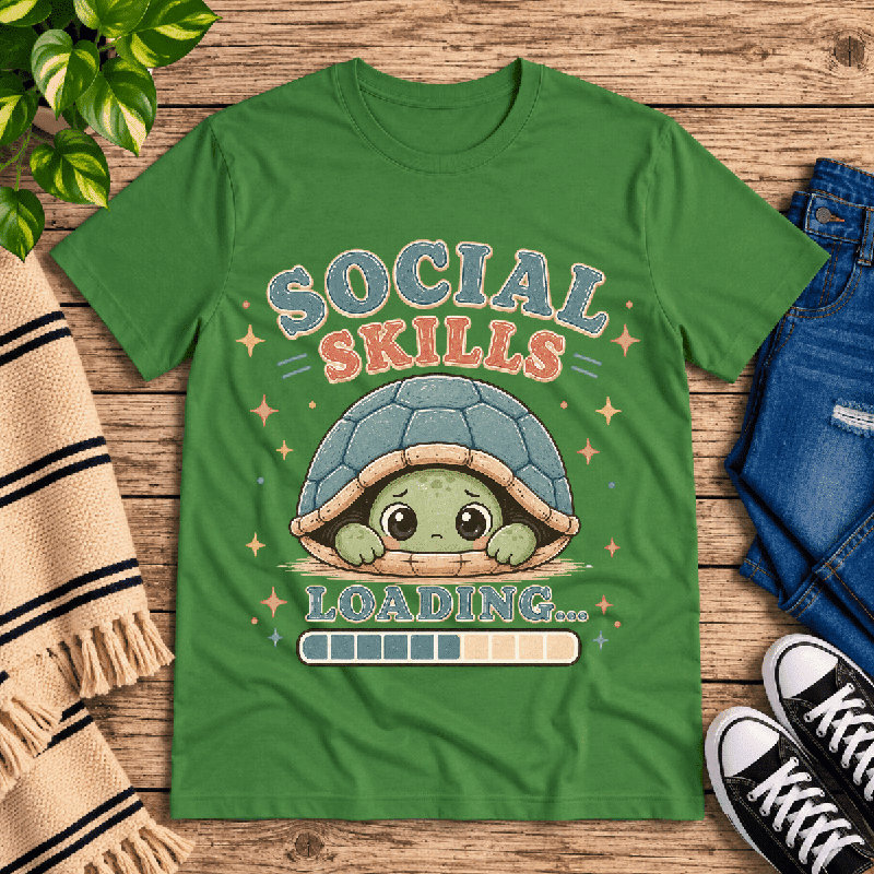 Social Skills Premium T-Shirt in leaf green, flat lay