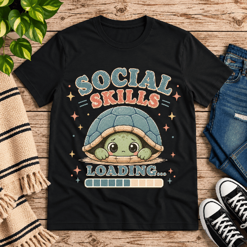 Social Skills Premium T-Shirt in vintage black, flat lay