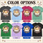 Softly Existing Premium T-Shirt color chart: Asphalt, Baby Blue, Berry, Heather Sea Green, Leaf, Lilac, True Royal, Vintage Black