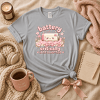 Cute Battery introvert graphic t-shirt cozy flat lay in sport grey.