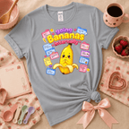 Going Bananas Kawaii graphic t-shirt cozy flat lay in sport grey.