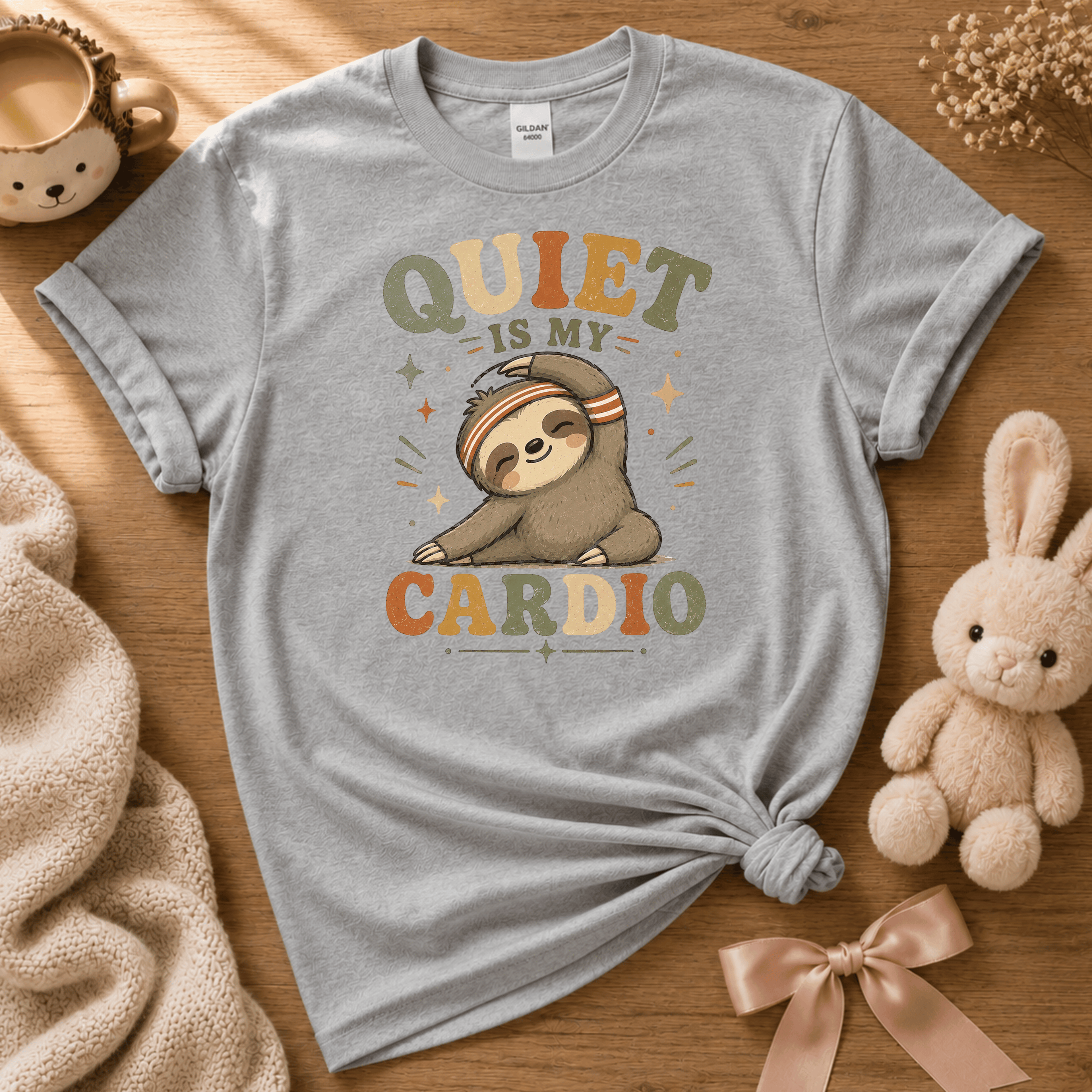 Quiet Is My Cardio | Cute Animal Graphic T-Shirt