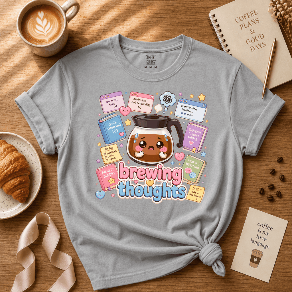 Brewing Thoughts | Coffee Lover Graphic T-Shirt