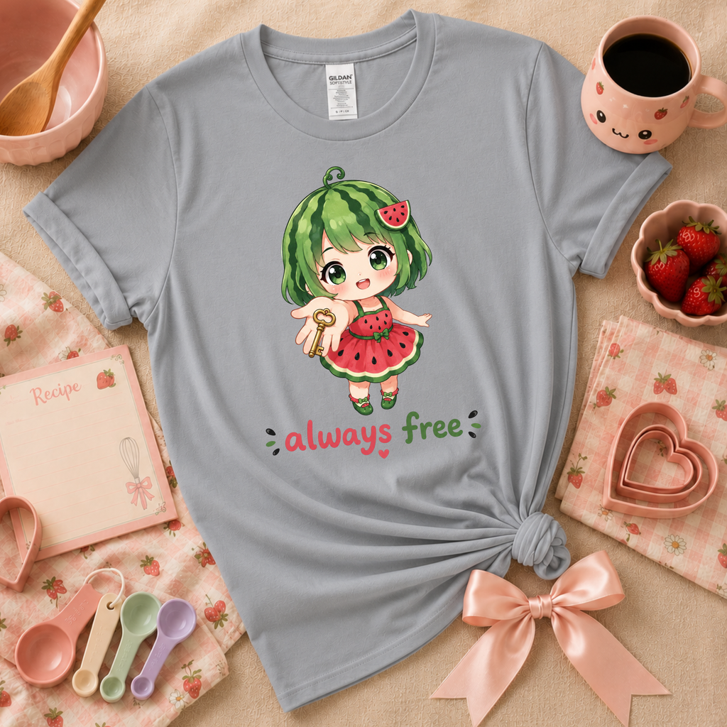 Always Free Watermelon Girl | Cute Food Graphic T-Shirt