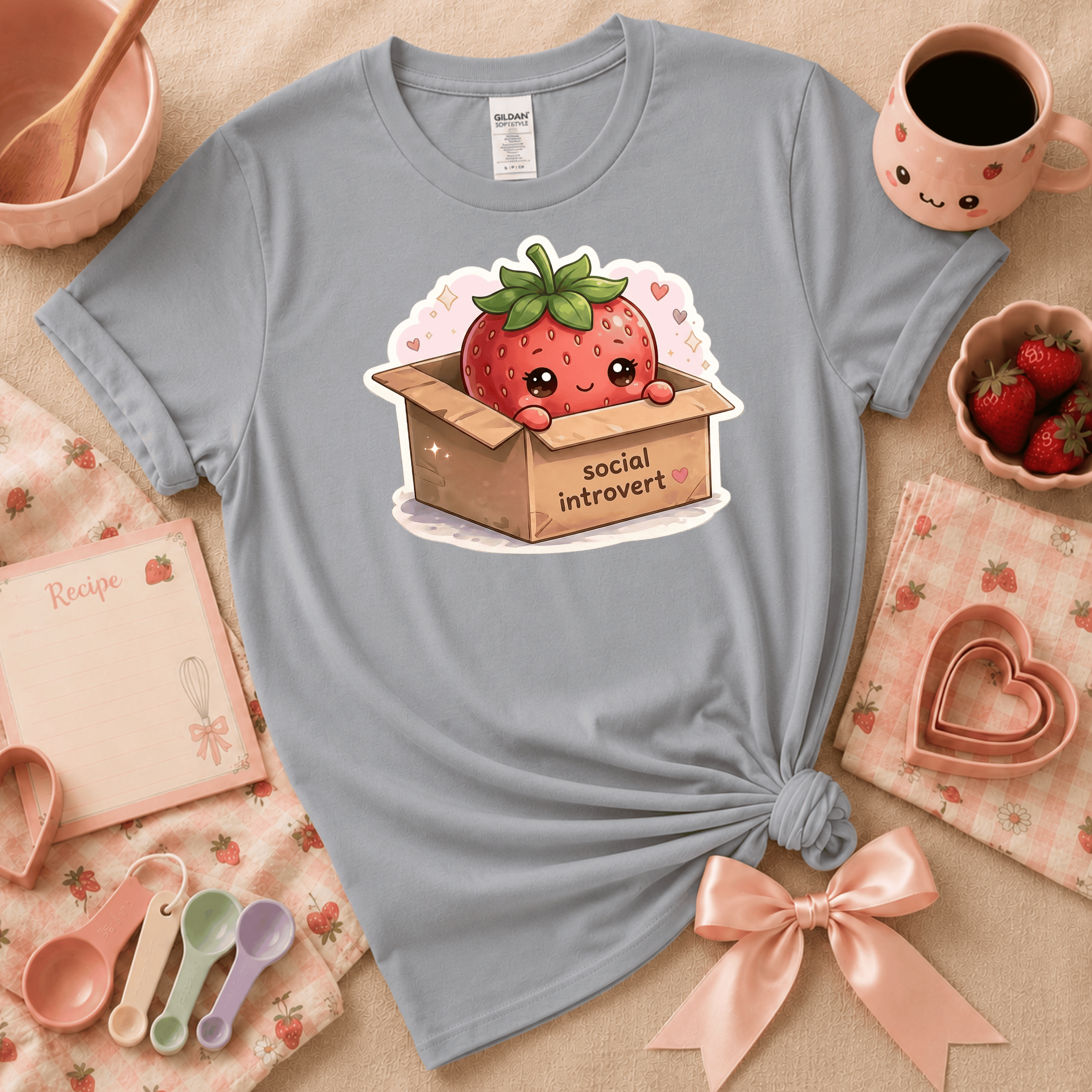 Strawberry Box | Cute Food Graphic T-Shirt
