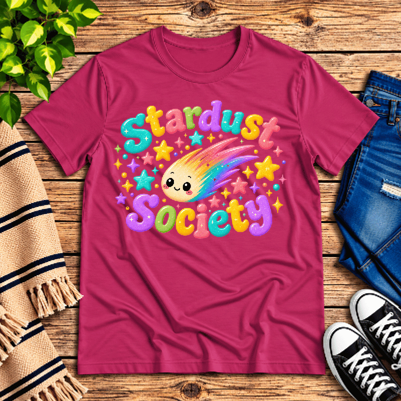 Stardust Society Premium T-Shirt in berry, flat lay