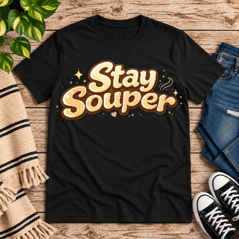 Stay Souper Premium T-Shirt in vintage black, flat lay