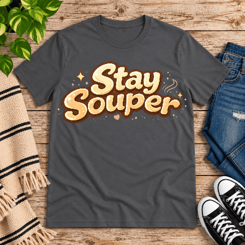 Stay Souper Premium T-Shirt in asphalt gray, flat lay