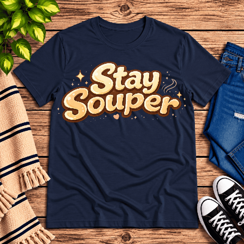 Stay Souper Premium T-Shirt in navy, flat lay