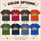 Stay Souper Premium T-Shirt color chart: Asphalt, Berry, Vintage Black, Burnt Orange, Leaf, Navy, Steel Blue, True Royal