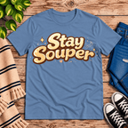 Stay Souper Premium T-Shirt in steel blue, flat lay